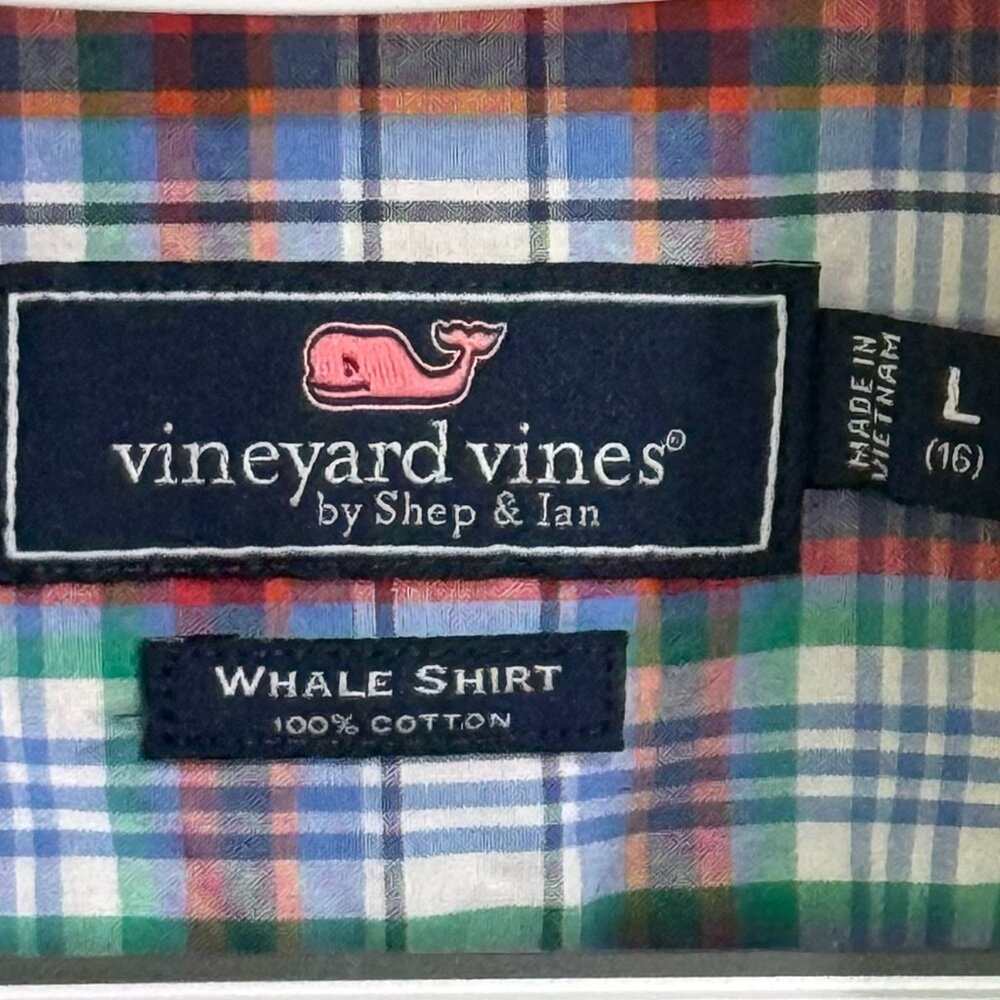 Vineyard‎ Vines Boys L (16) Whale Logo Plaid Shirt by Shep & Ian – 100% Cotton - Picture 3 of 5